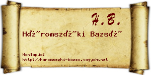 Háromszéki Bazsó névjegykártya